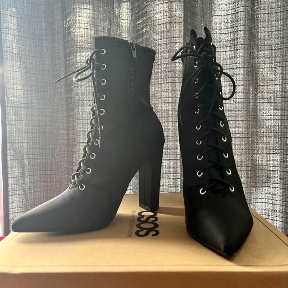 ASOS Pointed Toe Satin Boots - Picture 2 of 3